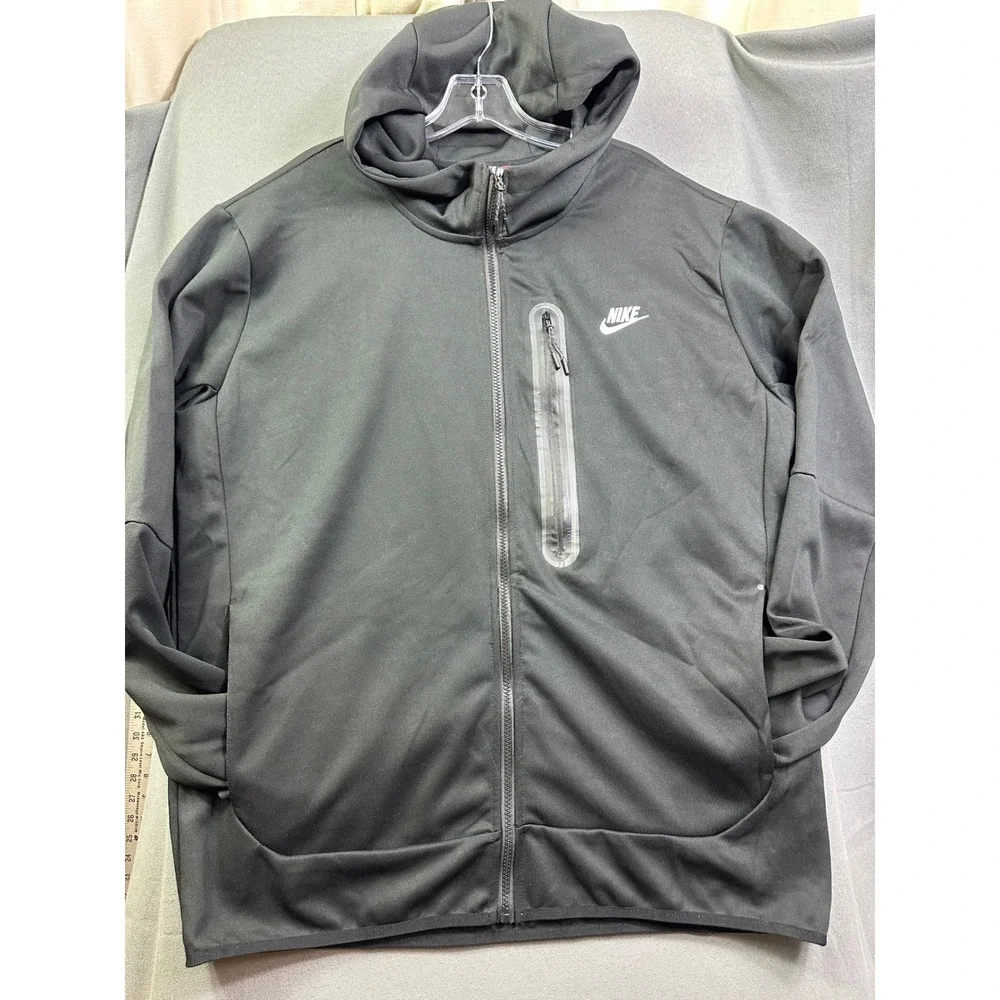 Men's Tech Fleece Full Zip Hoodie Black Jacket Bonded Pocket CU4489-010‎
